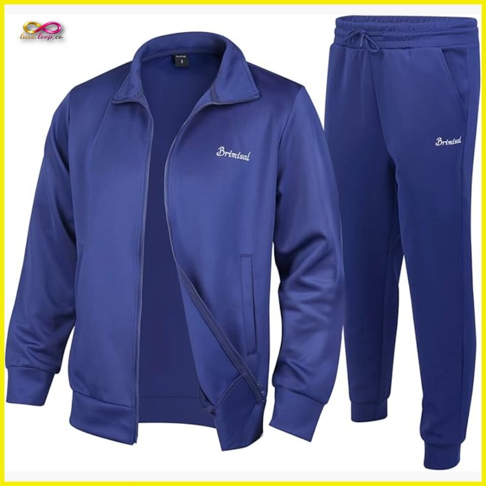 Full Zip Athletic Tracksuit Set Casual Sportswear Jogging Outfit Long Sleeve